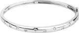 14K Gold Round Lab-Grown Diamond Accented Hinged Bangle Bracelet - White Gold