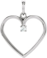 Platinum Round Natural Diamond Heart Pendant – up to 0.025 CTW