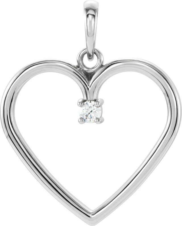 Platinum Round Natural Diamond Heart Pendant – up to 0.025 CTW