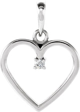 Platinum Round Natural Diamond Heart Pendant – up to 0.025 CTW