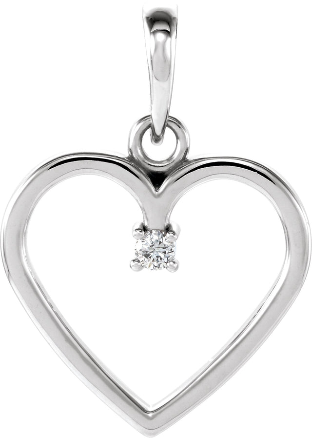 Platinum Round Natural Diamond Heart Pendant – up to 0.025 CTW