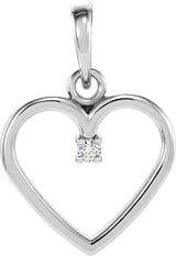 Platinum Round Natural Diamond Heart Pendant – up to 0.025 CTW