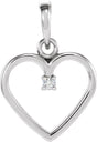 Platinum Round Natural Diamond Heart Pendant – up to 0.025 CTW