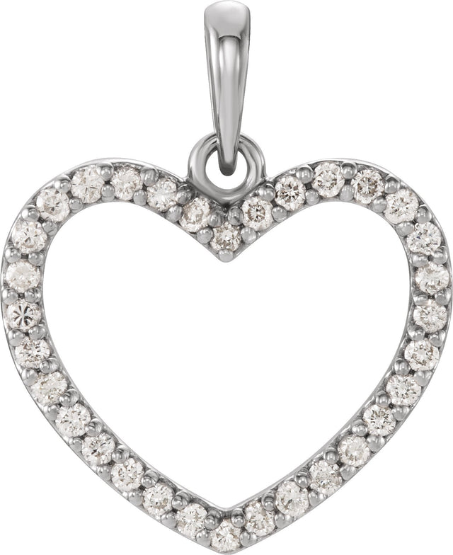 14K Gold Heart Pendant – 19.6x15.9mm - White Gold