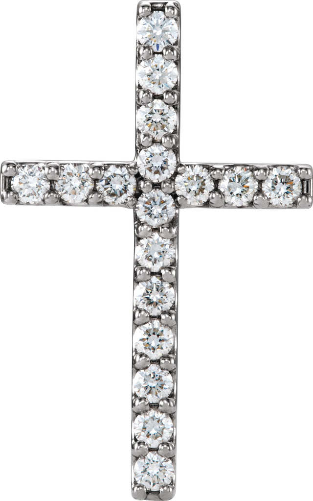 Platinum Round Natural Diamond Petite Cross Necklace or Pendant – up to 1/2 CTW