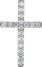 Platinum Round Natural Diamond Petite Cross Necklace or Pendant – up to 1/2 CTW