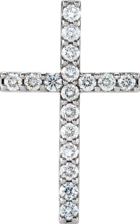 Platinum Round Natural Diamond Petite Cross Necklace or Pendant – up to 1/2 CTW