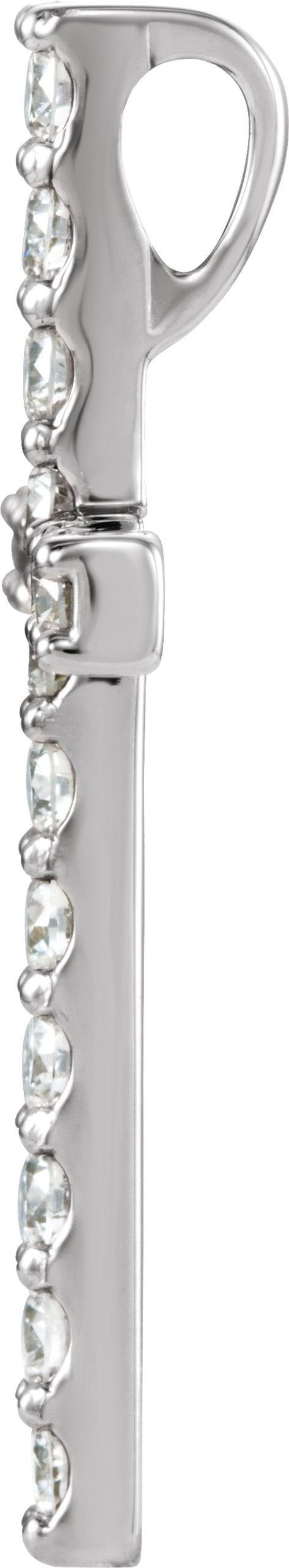 Platinum Round Natural Diamond Petite Cross Necklace or Pendant – up to 1/2 CTW - view 2