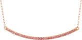 14K Gold Round Natural Pink Sapphire Bar Necklace - Rose Gold
