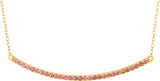14K Gold Round Natural Pink Sapphire Bar Necklace - Yellow Gold