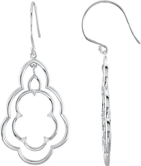 14K Gold Round Natural Diamond Freeform Earrings II
