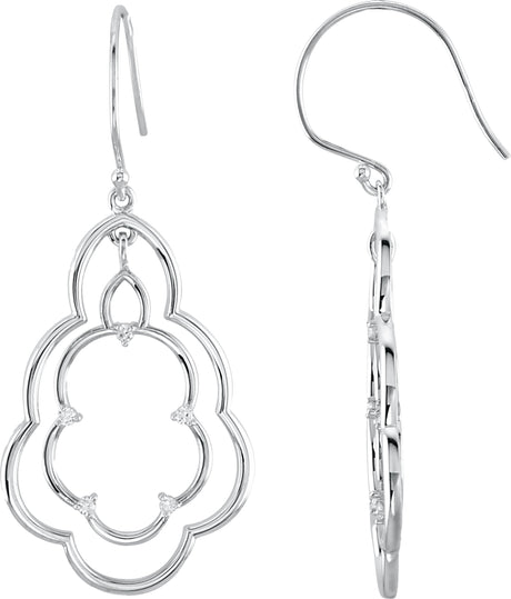 14K Gold Round Natural Diamond Freeform Earrings II