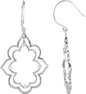 14K Gold Round Natural Diamond Accented Silhouette Earrings