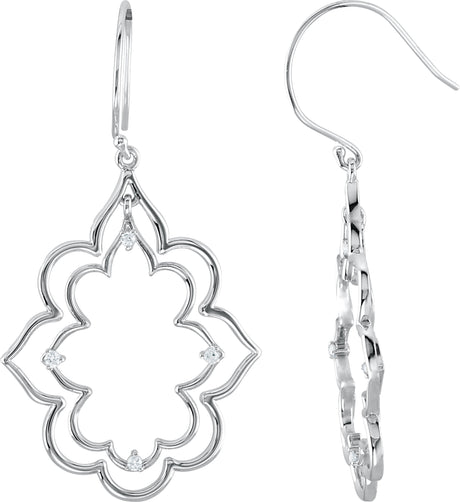 14K Gold Round Natural Diamond Accented Silhouette Earrings