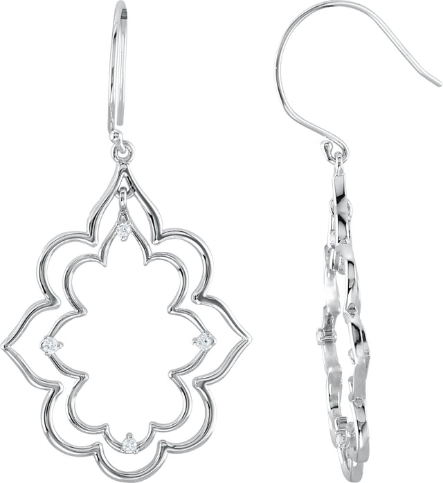 14K Gold Round Natural Diamond Accented Silhouette Earrings