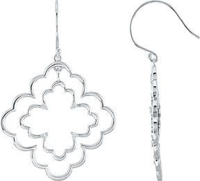 14K Gold Round Natural Diamond Accented Dangle Earrings