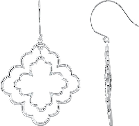 14K Gold Round Natural Diamond Accented Dangle Earrings