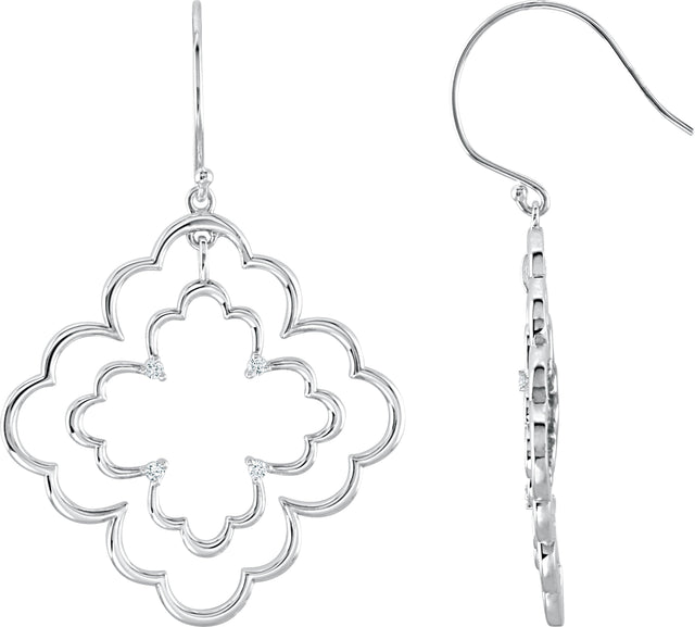 14K Gold Round Natural Diamond Accented Dangle Earrings