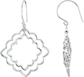 14K Gold Round Natural Diamond Accented Dangle Earrings – 1.5mm Stones