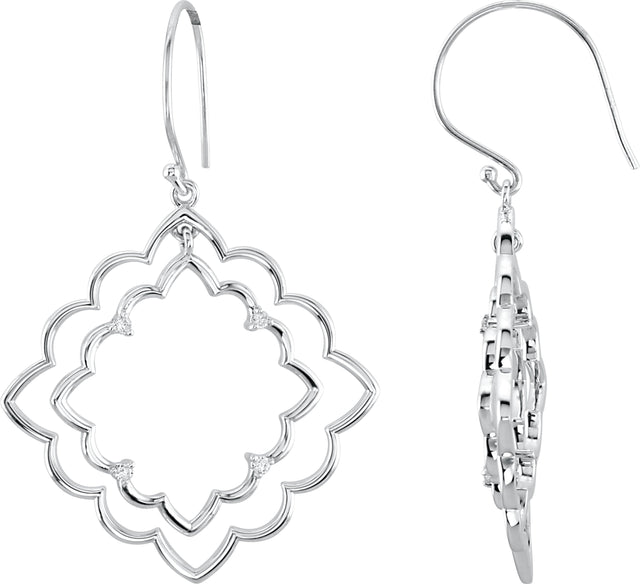 14K Gold Round Natural Diamond Accented Dangle Earrings – 1.5mm Stones
