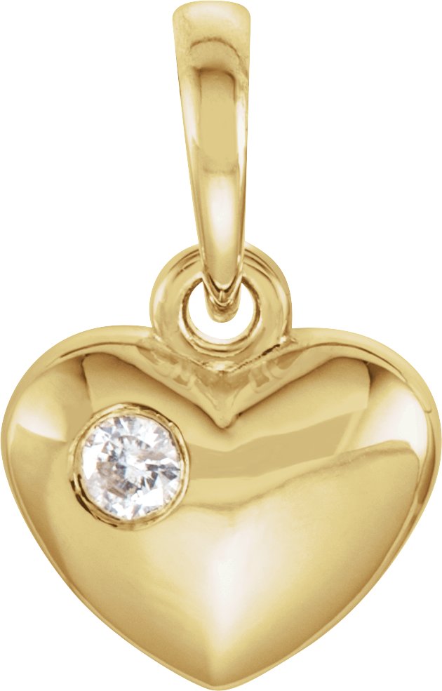 14K Gold Engravable Heart Pendant - Yellow Gold