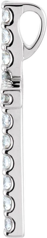 14K Gold Round Natural Diamond Petite Cross Necklace or Pendant – up to 1/2 CTW - White Gold - view 2