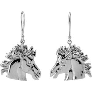 14K Gold Round Natural Diamond The Magnificent Lipizzaner Earrings - White Gold