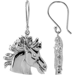 14K Gold Round Natural Diamond The Magnificent Lipizzaner Earrings - White Gold - view 2