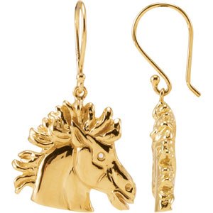 14K Gold Round Natural Diamond The Magnificent Lipizzaner Earrings - White Gold - view 3