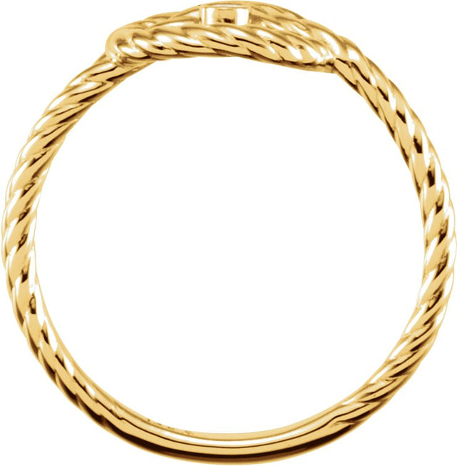 14K Gold Round Natural Diamond Rope Knot Ring - Yellow Gold - view 2