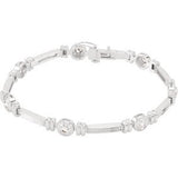 14K Gold Round Natural Diamond Bezel-Set Line Bracelet – 3.4mm Stones - White Gold
