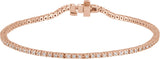 14K Gold Round Natural Diamond Line Bracelet X - Rose Gold