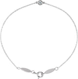 14K Gold Round Natural Diamond Bezel-Set Link Bracelet - White Gold