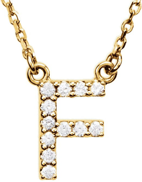 14K Gold Round Natural Diamond Initial Necklace – up to 0.08 CTW - Yellow Gold