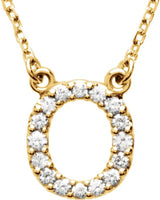 14K Gold Round Natural Diamond Initial Necklace – up to 0.08 CTW - Yellow Gold
