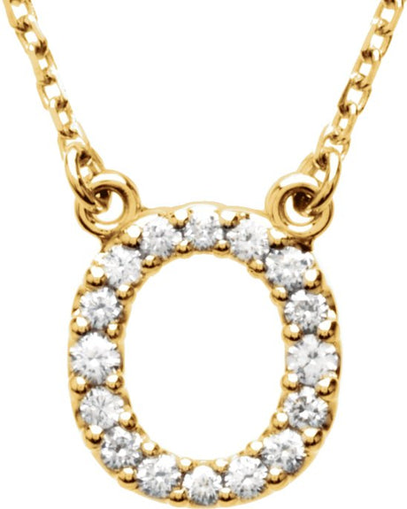 14K Gold Round Natural Diamond Initial Necklace – up to 0.08 CTW - Yellow Gold