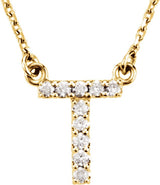 14K Gold Round Natural Diamond Initial Necklace – up to 0.08 CTW - Yellow Gold