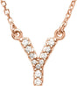 14K Gold Round Natural Diamond Initial Necklace – up to 0.08 CTW - Rose Gold