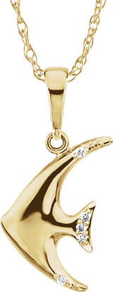 14K Gold Accented Angel Fish Necklace