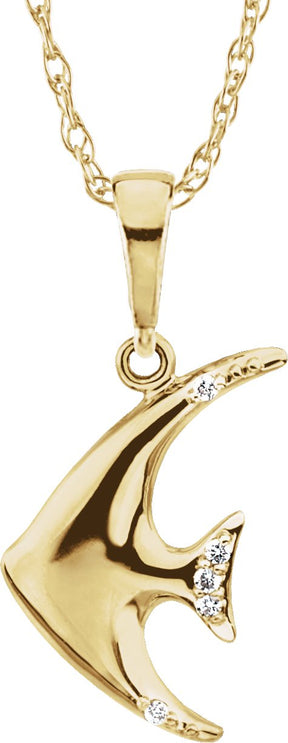 14K Gold Accented Angel Fish Necklace
