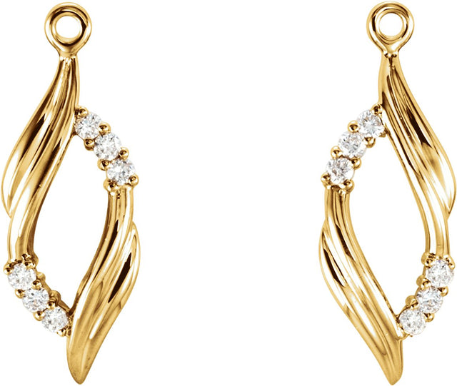 14K Gold Natural Diamond Accented Earring Jackets - view 2