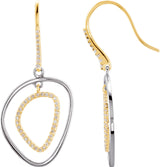 14K Gold Round Natural Diamond Open Silhouette Dangle Earrings - view 2