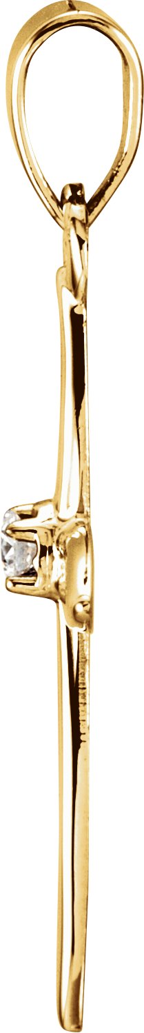 14K Gold Round Natural Diamond Accented Cross Pendant – 0.025 CTW · 1.7mm Stones - view 2
