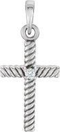 Platinum Round Natural Diamond Rope Cross Pendant