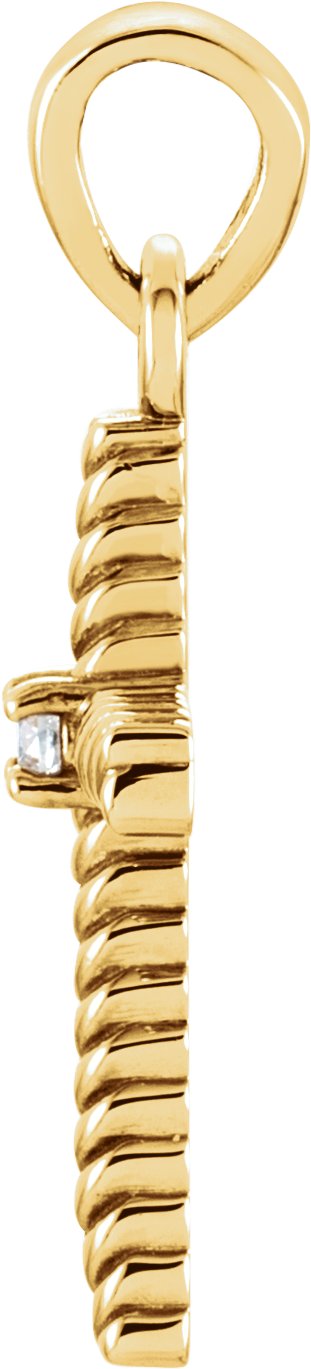 14K Gold Round Natural Diamond Rope Cross Pendant - Yellow Gold - view 2