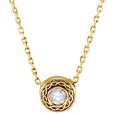14K Gold Round Natural Diamond Bezel-Set Necklace or Pendant - Yellow Gold - view 3