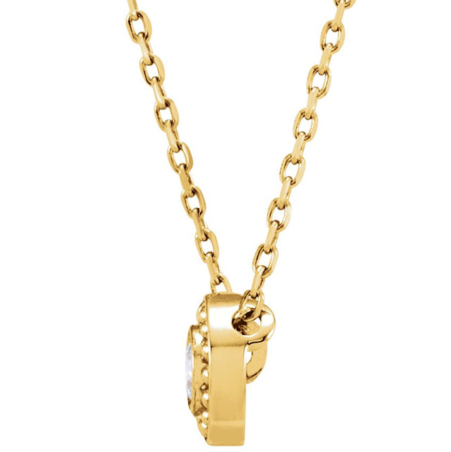 14K Gold Round Natural Diamond Beaded Bezel-Set Necklace - Yellow Gold - view 2