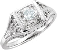 14K Gold Round Natural Diamond Filigree Ring