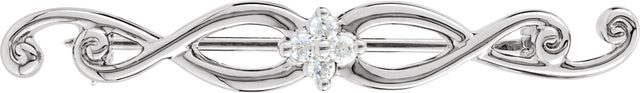 14K Gold Round Natural Diamond Sculptural Brooch - view 3