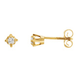 14K Gold Natural Diamond Round 4-Prong Stud Earrings